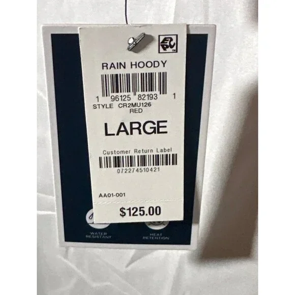 Club Room Men's Rubberized Lightweight Hooded Rain Jacket, Red, Size L, NWT - Picture 5 of 6